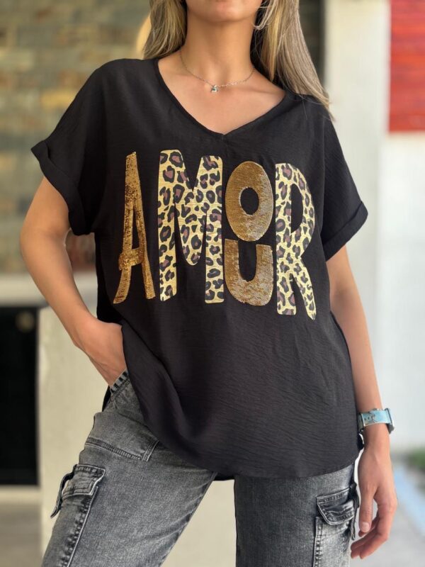 Polera AMOR Negra - Imagen 2