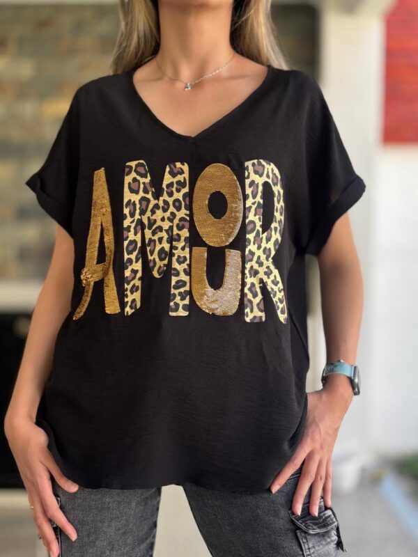 Polera AMOR Negra - Imagen 3