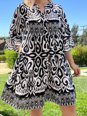 Vestido ALBA blanco con negro